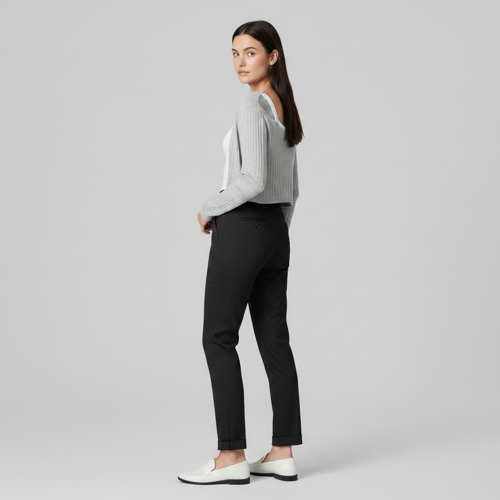 Elegant High Waist Women's Trousers | Office Wear