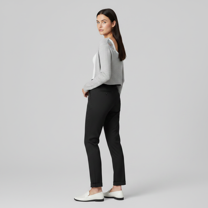 Elegant High Waist Women's Trousers | Office Wear