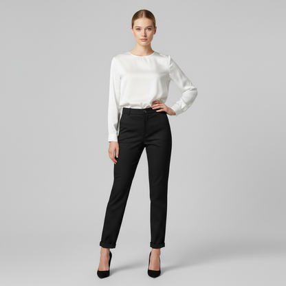 Elegant High Waist Women's Trousers | Office Wear