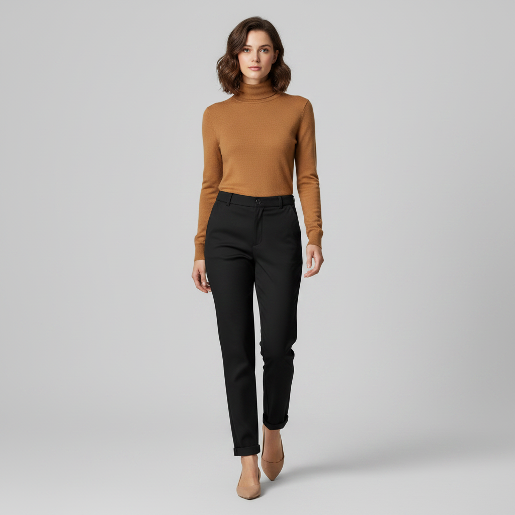 Elegant High Waist Women's Trousers | Office Wear