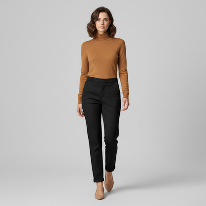 Elegant High Waist Women's Trousers | Office Wear